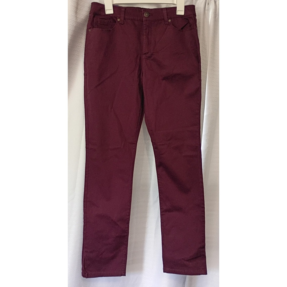 Bandolino Amy Pants Women's 6 Burgundy Berry Stretch Modern Straight Leg NWT